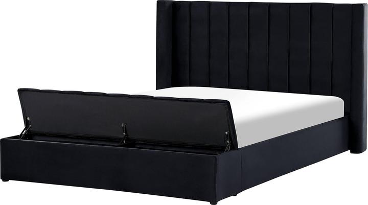Actual product image Beliani Upholstered bed in black velvet fabric with storage space 180 x 200 cm NOYERS (180 x 200 cm)