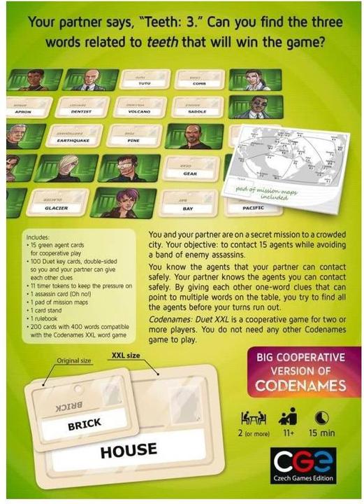 Produktbild Czech games edition CGED0047 - Codenames Duett XXL - Karten-/ Quizspiel, 2 Spieler, ab 11 Jahren (DE-Ausgabe) (Deutsch)