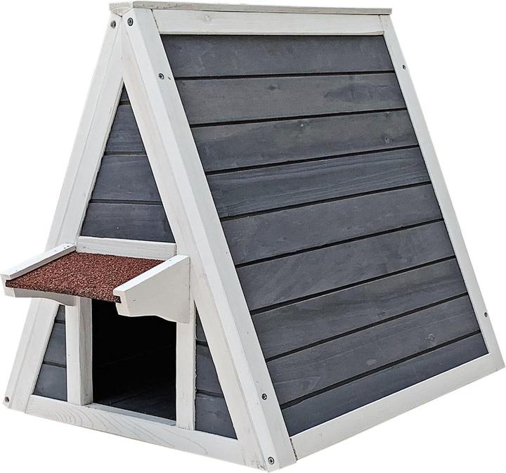 Wiltec Katzenhaus 50x50x54cm Holz 2 Zugänge Katzenhütte Kleintierhaus Wetterfest (Katze)