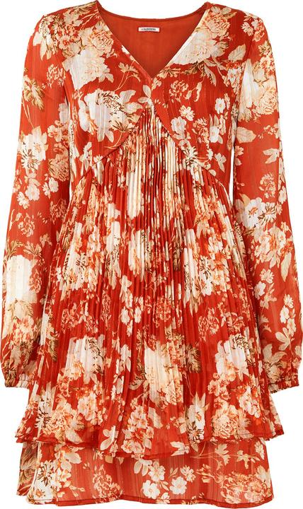 Joe Browns Floral Tiered Hem Plissé Mini Dress (36)