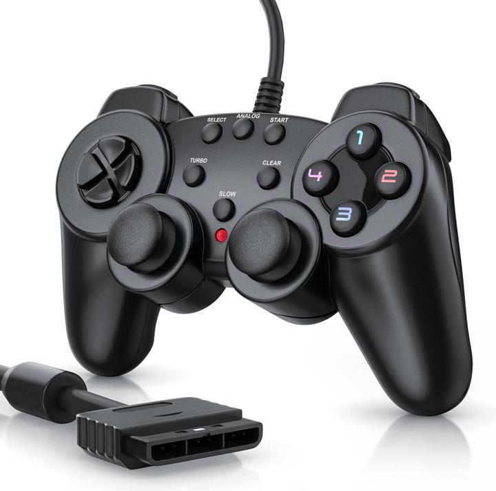 Immagine prodotto CSL Controller PlayStation, Gamepad PS2 con doppia vibrazione (effetto rumble), precisione e comfort (PS2)