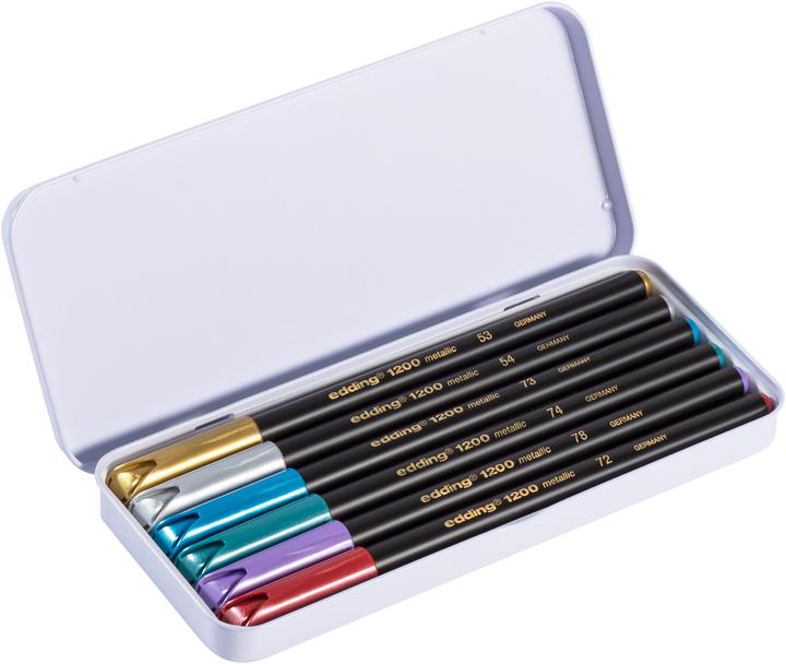 Produktbild Edding Fasermaler 1200 6er-Set (Silber, Violett, Grün, Gold, Blau, Rot, 6 x)