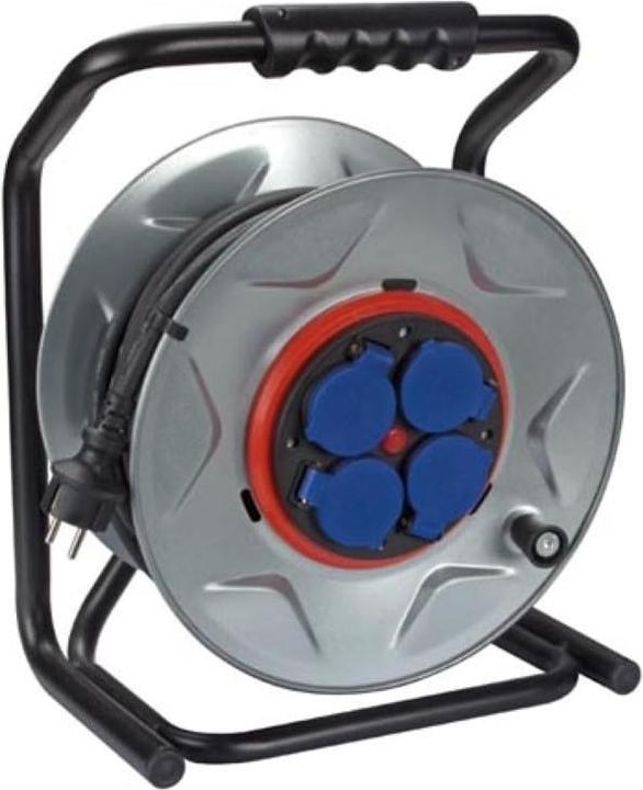 Velleman PROFESSIONAL NEOPRENE CABLE REEL WITH ANTI-TWIST SYSTEM - 40 m - 3G2.5 - 4 SOCKETS - GERMAN SOCKET (40 m, 3 mm²)