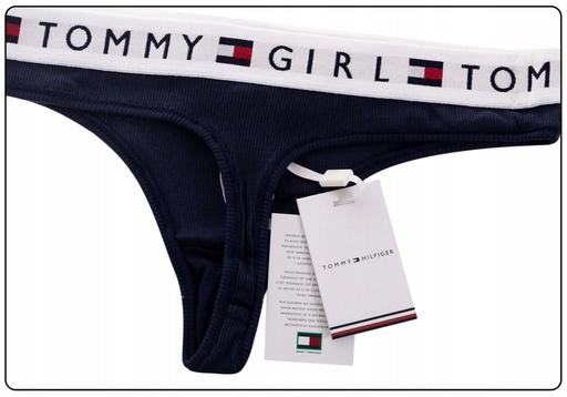 Immagine prodotto Tommy Hilfiger Donne - Perizoma in cotone a coste blu con logo in vita - Taglia XS (XS)
