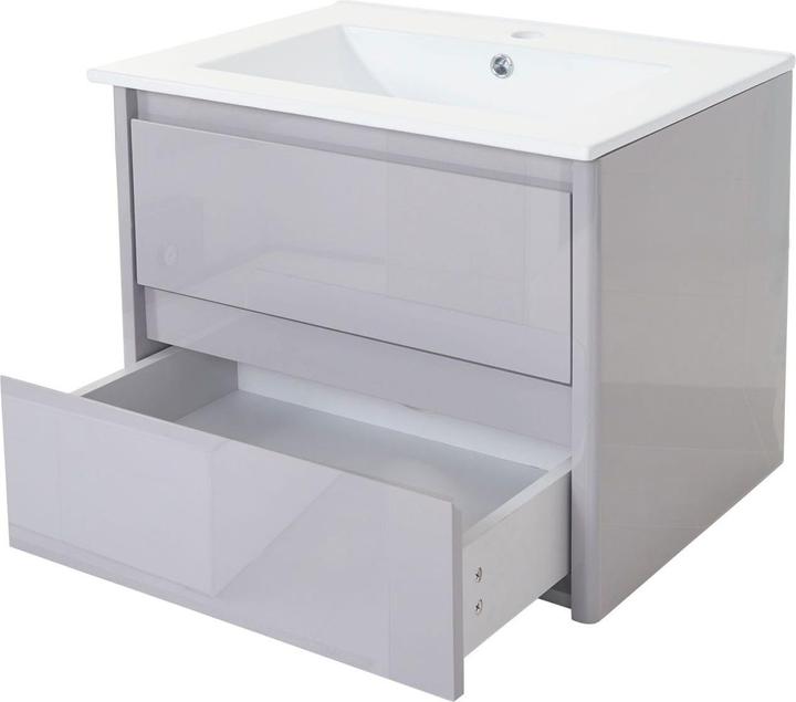 Mendler Lavabo + mobiletto, lavabo lavabo, lucido 50x60cm - grigio