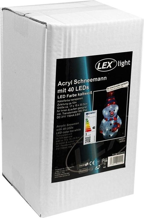 Produktbild Inda-Exclusiv Acryl Schneemann 40 LEDs kaltweiss Weihnachtsbeleuchtung Aussen