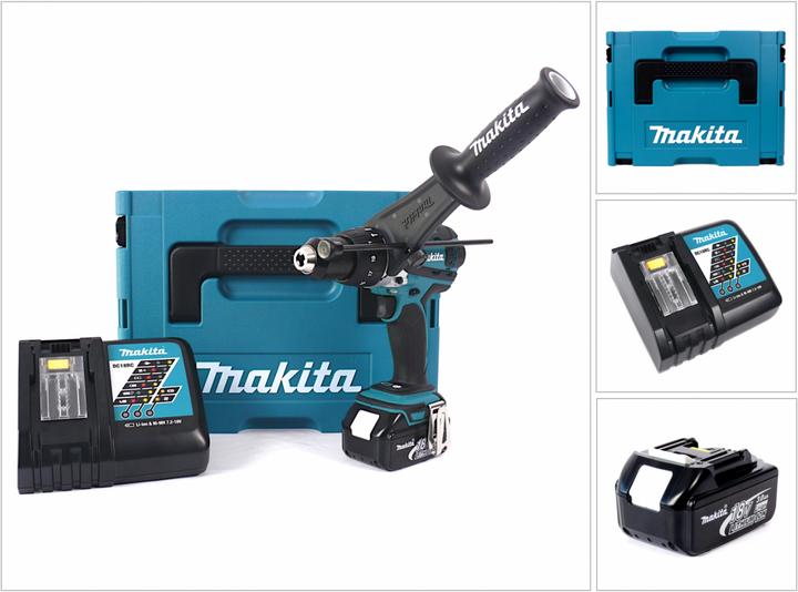 Actual product image Makita DHP 458 RF1J Battery impact drill 18V 91Nm in Makpac + 1x 3.0 Ah battery + charger (Rechargeable battery operated)