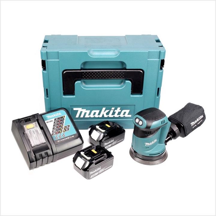 Actual product image Makita DBO 180 RFJ 18 V battery orbital sander + 2x battery 3,0Ah + charger + Makpac (Eccentric grinder)
