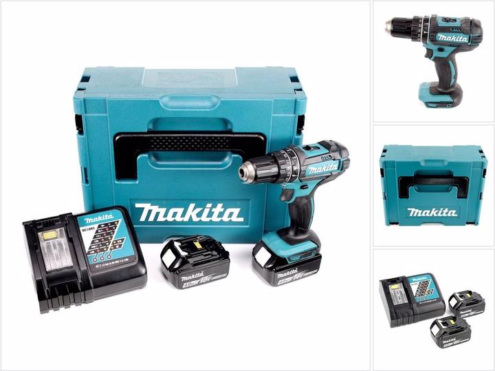 Immagine prodotto Makita DHP 482 RMJ - 18 V Trapano avvitatore a percussione a batteria in valigetta Makpac + 2x Batte (Batteria ricaricabile)