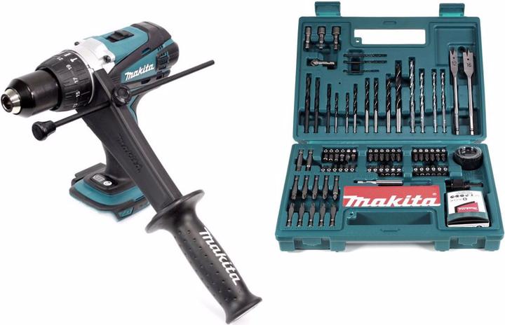 Produktbild Makita DHP 458 Z Akku Schlagbohrschrauber 18V 91Nm Solo + Bit & Bohrer-Set 100-teilig (Akkubetrieb)