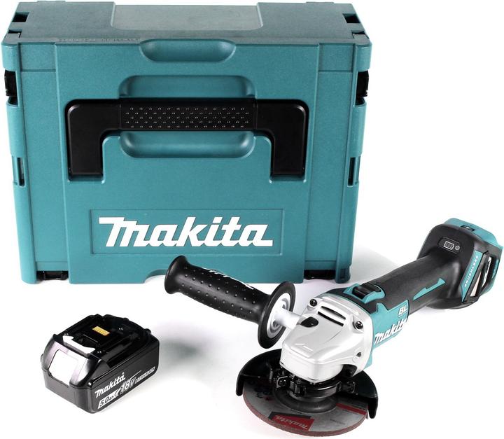 Actual product image Makita DGA 511 T1J Battery angle grinder 18V 125mm Brushless + 1x battery 5,0Ah + Makpac - without charger (125 mm)