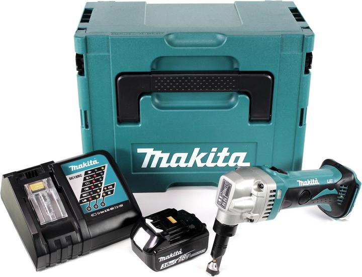 Actual product image Makita DJN 161 RF1J 18V Battery Nibbler Shears + 1x Battery 3.0Ah + Quick Charger + Makpac