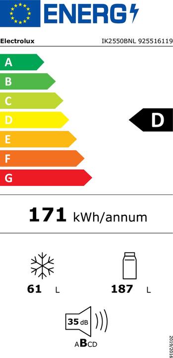 Energy Label Electrolux IK2550BNL (248 l)