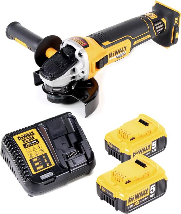 Produktbild DeWalt DCG 405 P2 Akku Winkelschleifer 18V 125mm Brushless + 2x Akku 5,0Ah + Ladegerät (125 mm)