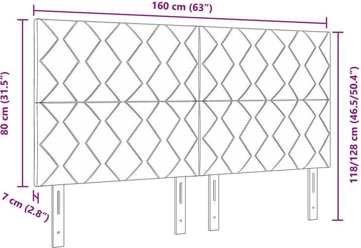 Produktbild VidaXL Kopfteil Diamantblock Design Dunkelgrau 160 cm Samt (160 x 40 x 7 cm)
