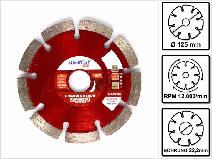 Produktbild Wellcut Diamond Blade Diamant Trennscheibe 125 x 22,2 mm Application Mörtelreste Entferner ( MR - 12