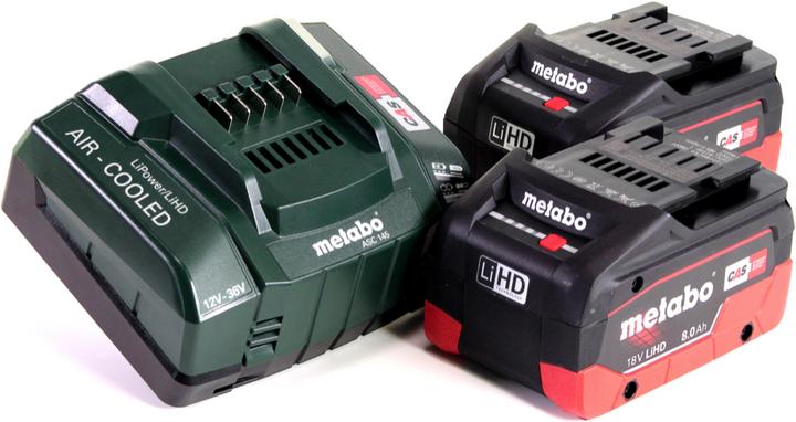 Immagine prodotto Metabo LiHD 2x pacco batterie 18V 8.0Ah ( 625369000 ) + caricatore ASC 145 ( 627378000 ) (18 V)