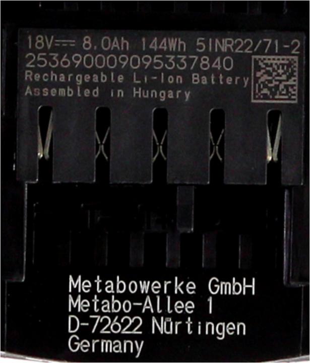 Immagine prodotto Metabo LiHD 2x pacco batterie 18V 8.0Ah ( 625369000 ) + caricatore ASC 145 ( 627378000 ) (18 V)