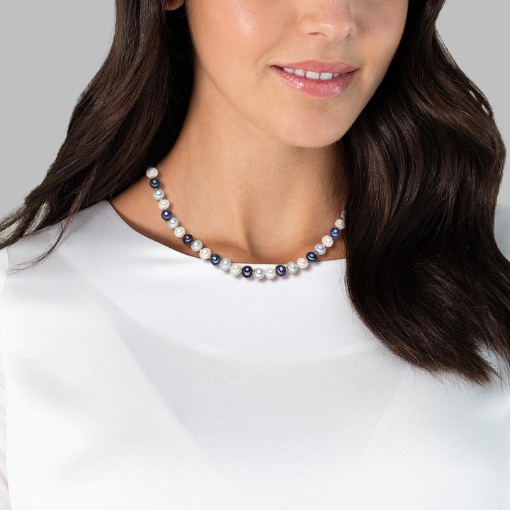 Actual product image Valero Pearls Ladies Sterling Silver Freshwater Cultured Pearl Multicolour - 2244 (Sterling Silver, 42 cm)