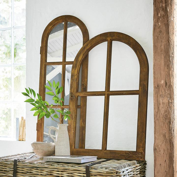 Produktbild Loberon Spiegel und Deko-Fenster 2er Set Crowley braun/gold (39.5 x 107 cm)