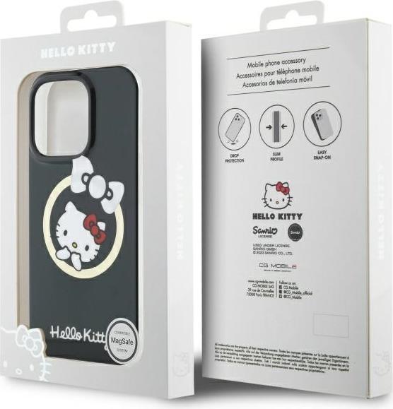 Actual product image Hello Kitty HKHMP16LHFLBK iPhone 16 Pro 6,3" czarny/black hardcase IML Fun bow Magsafe (Apple iPhone 16 Pro)
