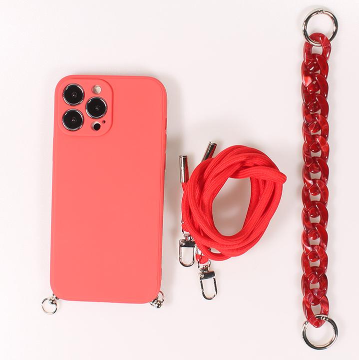 Produktbild PhoneLook Hülle Silikon Gel mit Umhänge Seil & Dekoration Stein Kette (Apple iPhone 13 Pro Max)