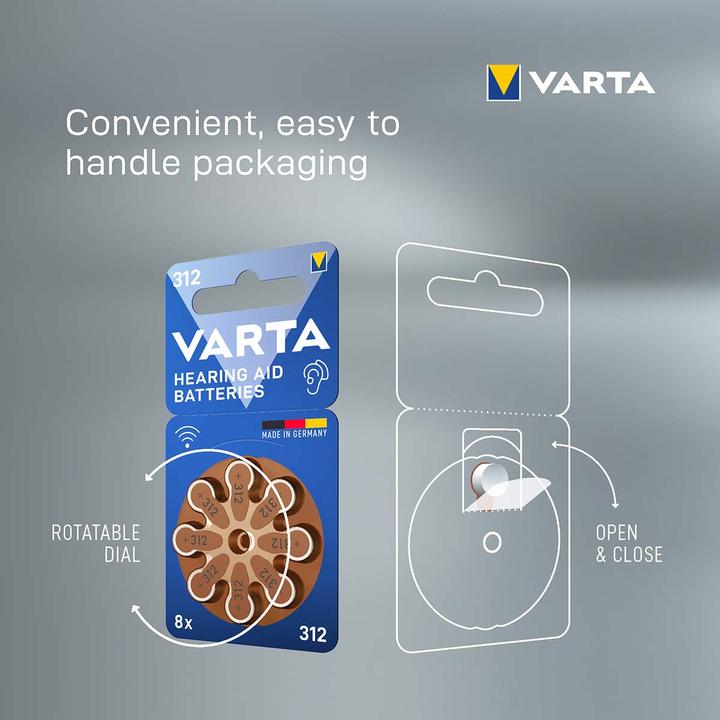 Actual product image Varta Hearing aid battery (8 pcs., A312, 180 mAh)
