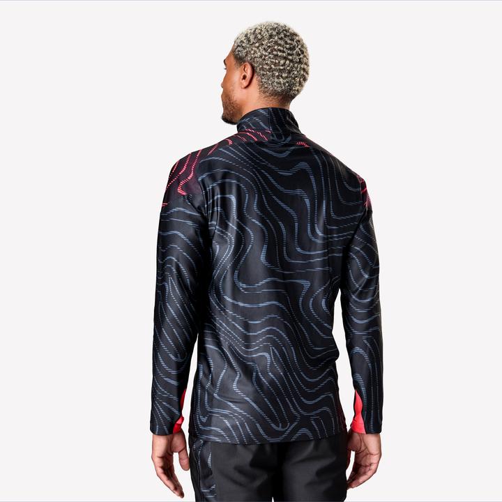 Image du produit Kipsta Sweat De Football Adulte 1/2 Zip Viralto Wave Noir, Rose Fluo, Gris (L)
