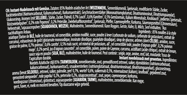 Nährwerte und Zutaten Knorr Asia Noodles Vegetable Becher Instant Nudeln Asiatisch Snack Gemüsegeschmack in 3 Minuten zubereitet (79 g)
