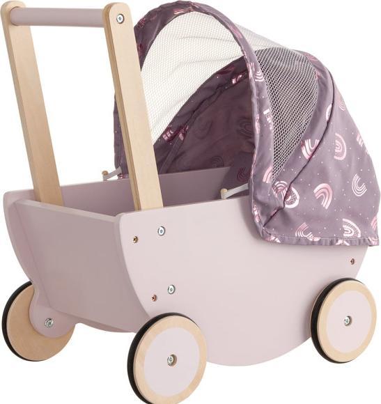 Actual product image Howa Doll's pram "Rainbow" made of wood with foldable hood