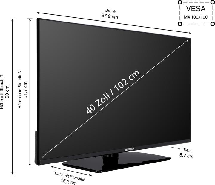 Produktbild Telefunken XF40AN750M (100 cm (40 Zoll), schwarz, FullHD, Triple Tuner, SmartTV, Android Betriebssystem) (40", LED, Full HD, 2023)