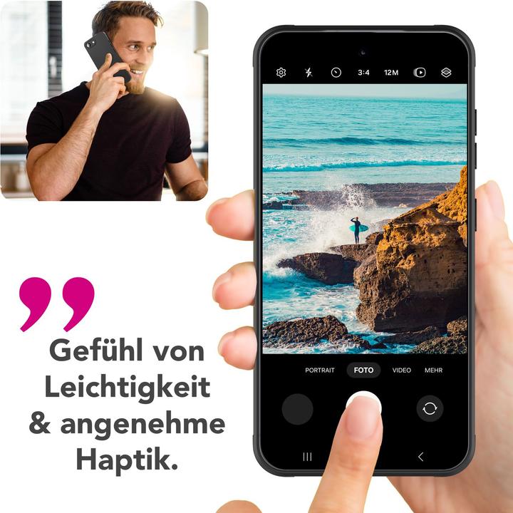 Immagine prodotto Nalia Strider - Blackout Look Cover - Ultradünne Silikon Hülle mit Staubschutz Kappen (Apple iPhone 16e)