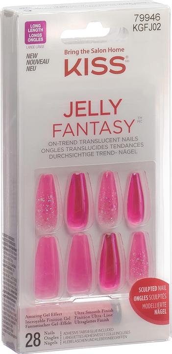 KISS Jelly Fantasy Nails - Bébé à la gelée (Ongles artificiels, Pink, Rose)