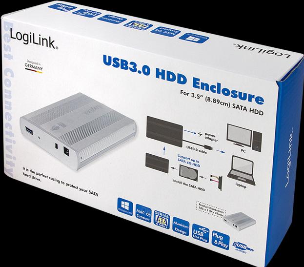 Produktbild LogiLink Festplattengehäuse 3.5" S-ATA USB 3.0 Alu, silber (3.5")