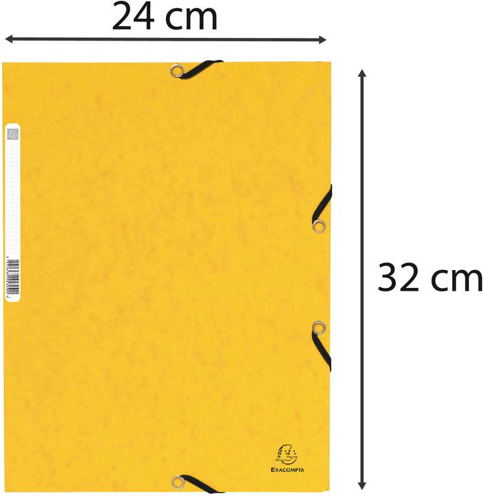 Image du produit Exacompta Chemise à élastique 3 rabats carte lustrée 355gm2 - A4 - Jaune (A4, 1 x)