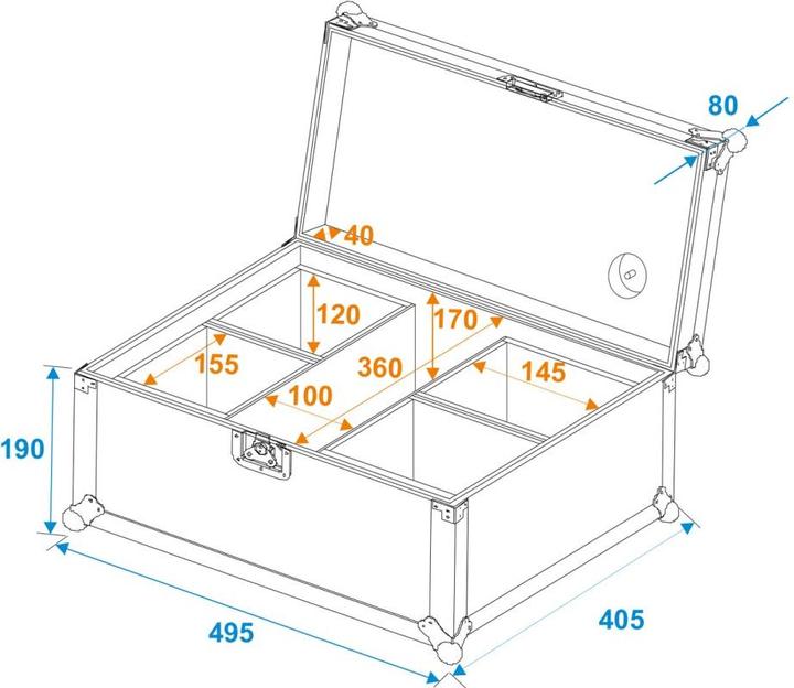 Produktbild Roadinger Flightcase EC-AU4 4x AKKU UP 4 QCL Spot QuickDMX (Zubehör)