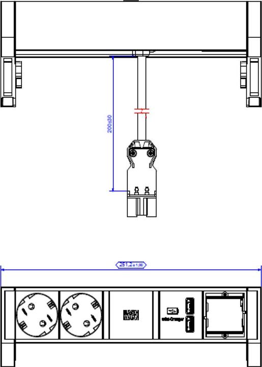 Produktbild Bachmann DESK 2 Verlängerungsschnur (2 x, CEE 7/3, 0.20 m)