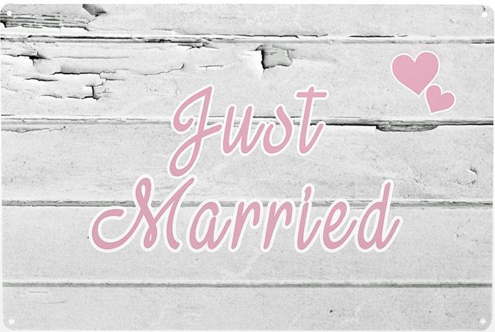 Image du produit Trend Import Panneau en tôle - Just Married (29,5 x 20,5 cm)