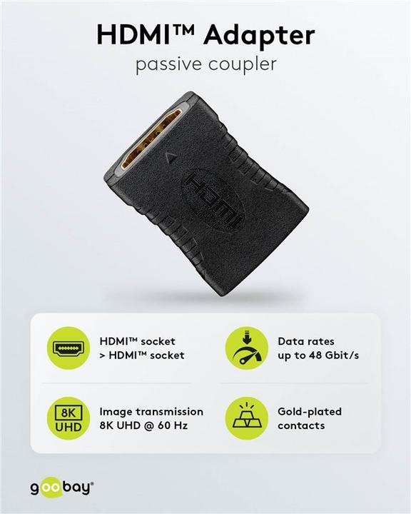 Immagine prodotto Goobay Adattatore HDMI, accoppiamento, placcato oro 8K@60HZ (HDMI)