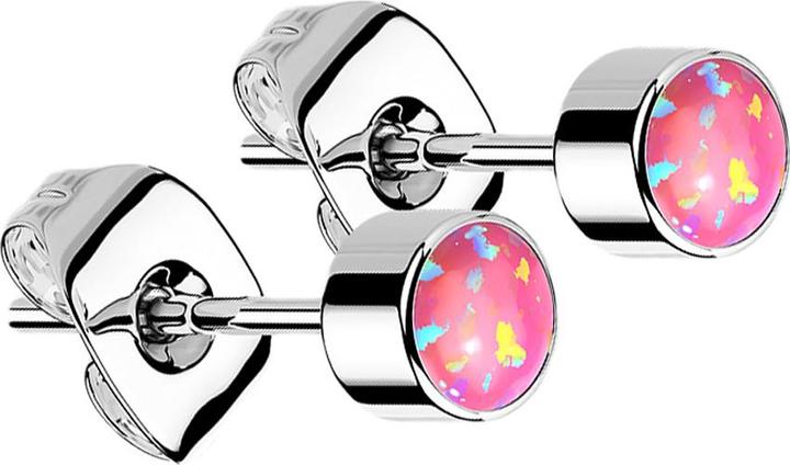 Image du produit Star Piercing Ohrstecker silber Zylinder Opal pink (sans laiton, Titane G23)