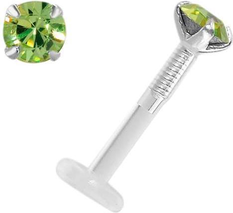 Bijouteria Piercing für Lippe/Tragus (Bioplast, Silber 925, Swarovski Kristall)