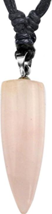 Star Piercing Halskette schwarz Anhänger Zahn aus Rosequarz Stein (ohne Messing, Mineralisch)