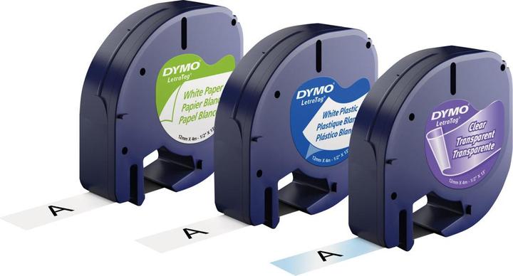 Actual product image Dymo S0721800 LetraTag Set of 3 (1.20 cm, White, Silver, Yellow)