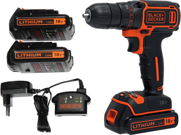 Black & Decker BLACK+DECKER BDCDC18B-QW Accuboormachine - 18V - incl. caricabatterie en 2 accuse (Batteria ricaricabile)