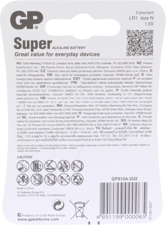 Productafbeelding GP Batteries Super Alkalisch (2 Pcs., LR1, 885 mAh)