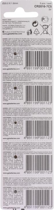 Image du produit GP Batteries Pile au lithium (5 pcs, CR2016, 90 mAh)