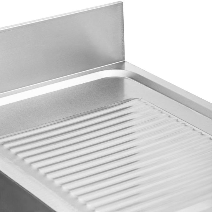 Produktbild Royal Catering Spültisch 1 Becken 500 x 500 x 300 mm Ablage Edelstahl-Spültisch Gastro (Einbauspüle mit Abtropffläche, 30 cm, 70 cm)