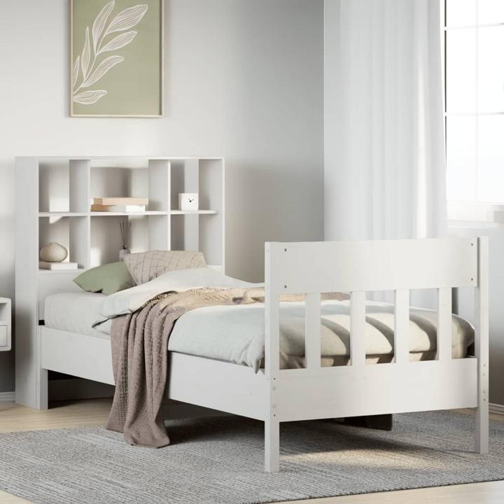 Produktbild VidaXL Massivholzbett Holzbett Bett Einzelbett Bettgestell Weiss 90x200cm Kiefer (90 x 200 cm)