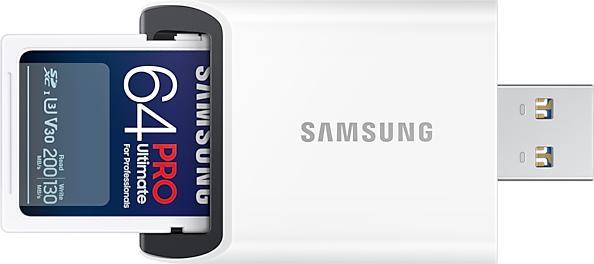 Actual product image Samsung PRO Ultimate with USB card reader (64 GB, SDXC, U3, UHS-I)