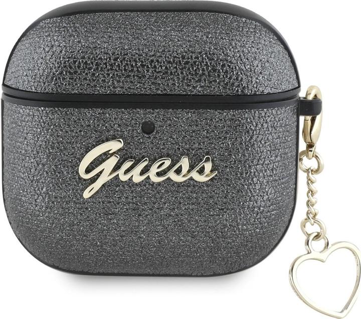 Actual product image Guess Metallic Script Charm Case for AirPods 4 - Black